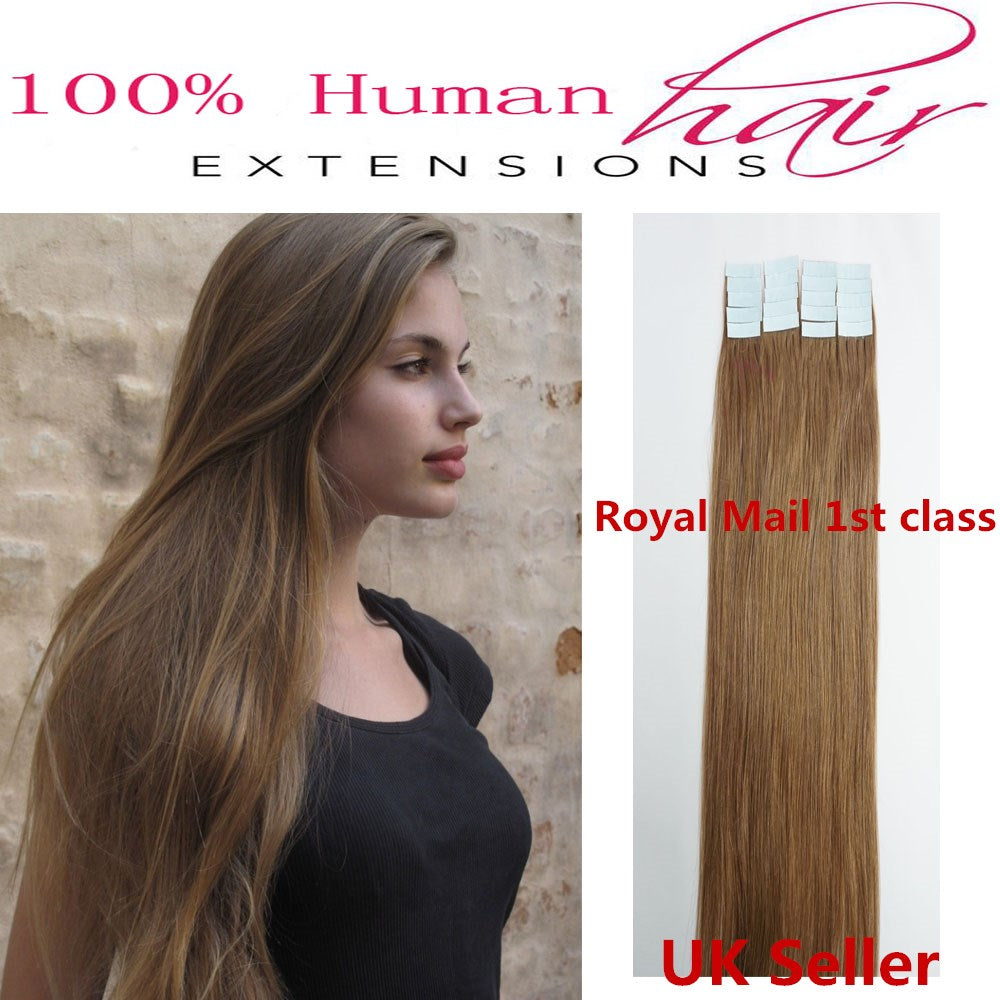 8A* Best Quality 18inch Invisible Tape-In Russian Remy Human Hair Extensions 1st Class UK Seller