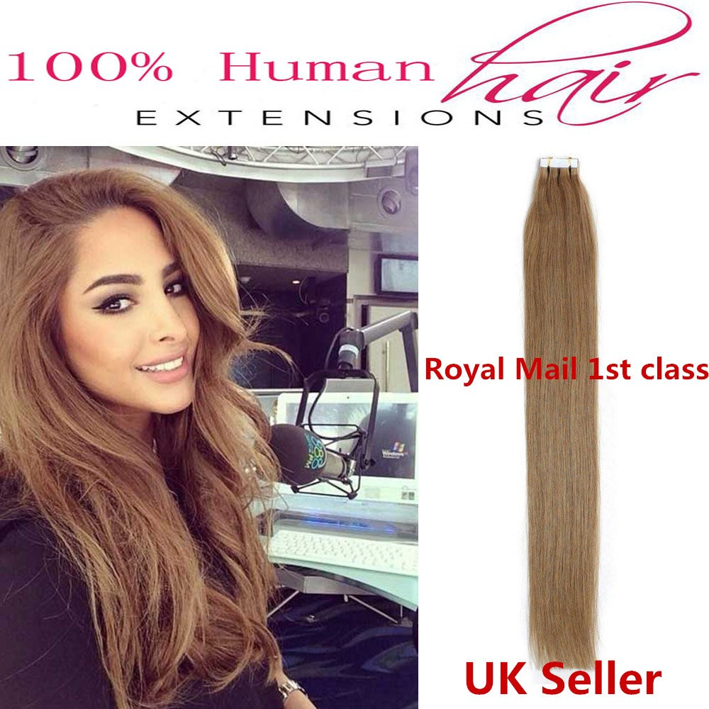 8A* Best Quality 18inch Invisible Tape-In Russian Remy Human Hair Extensions 1st Class UK Seller
