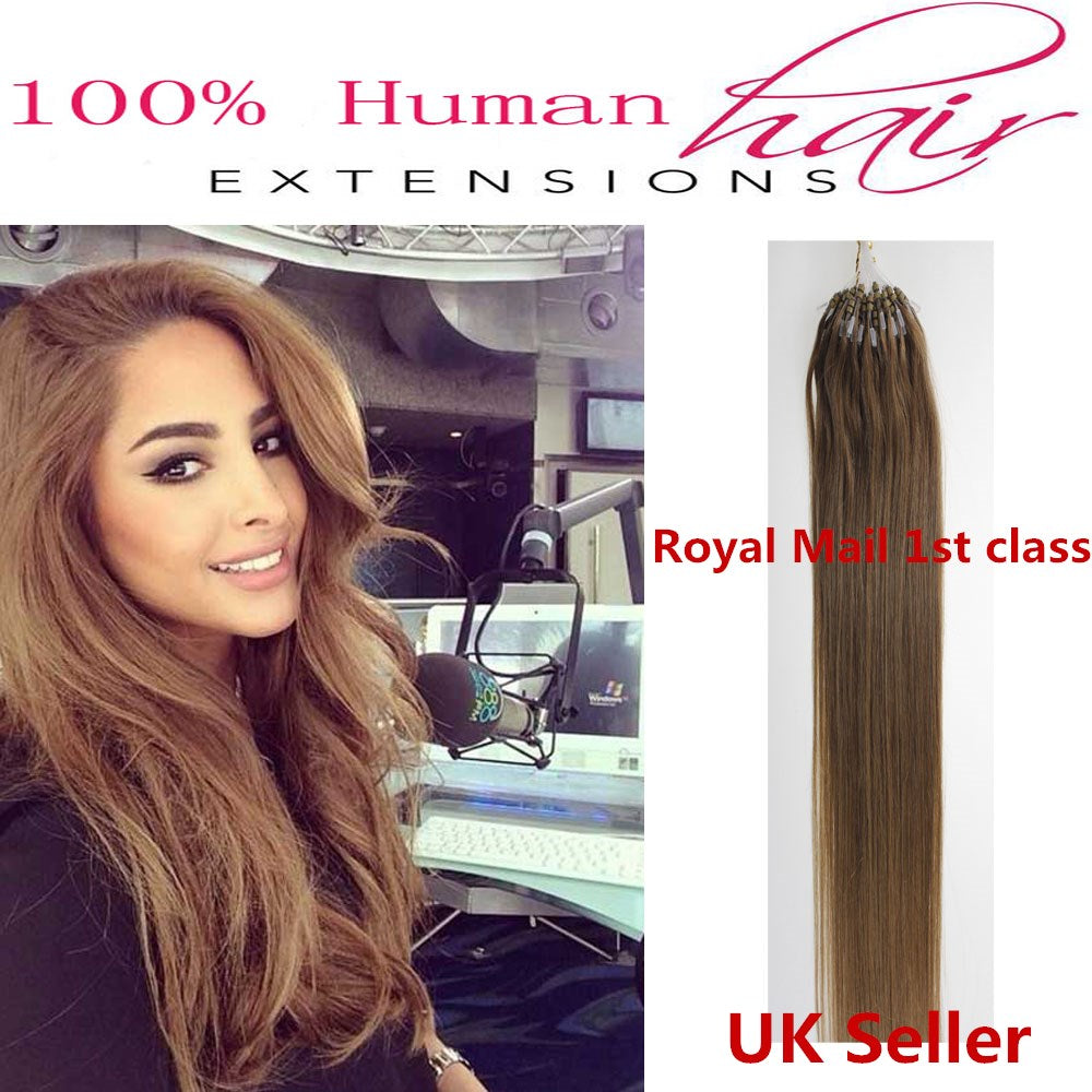 18"1g 7A* Double Drawn Indian Remy Loop Micro Ring Human Hair Extensions UK 1st Class