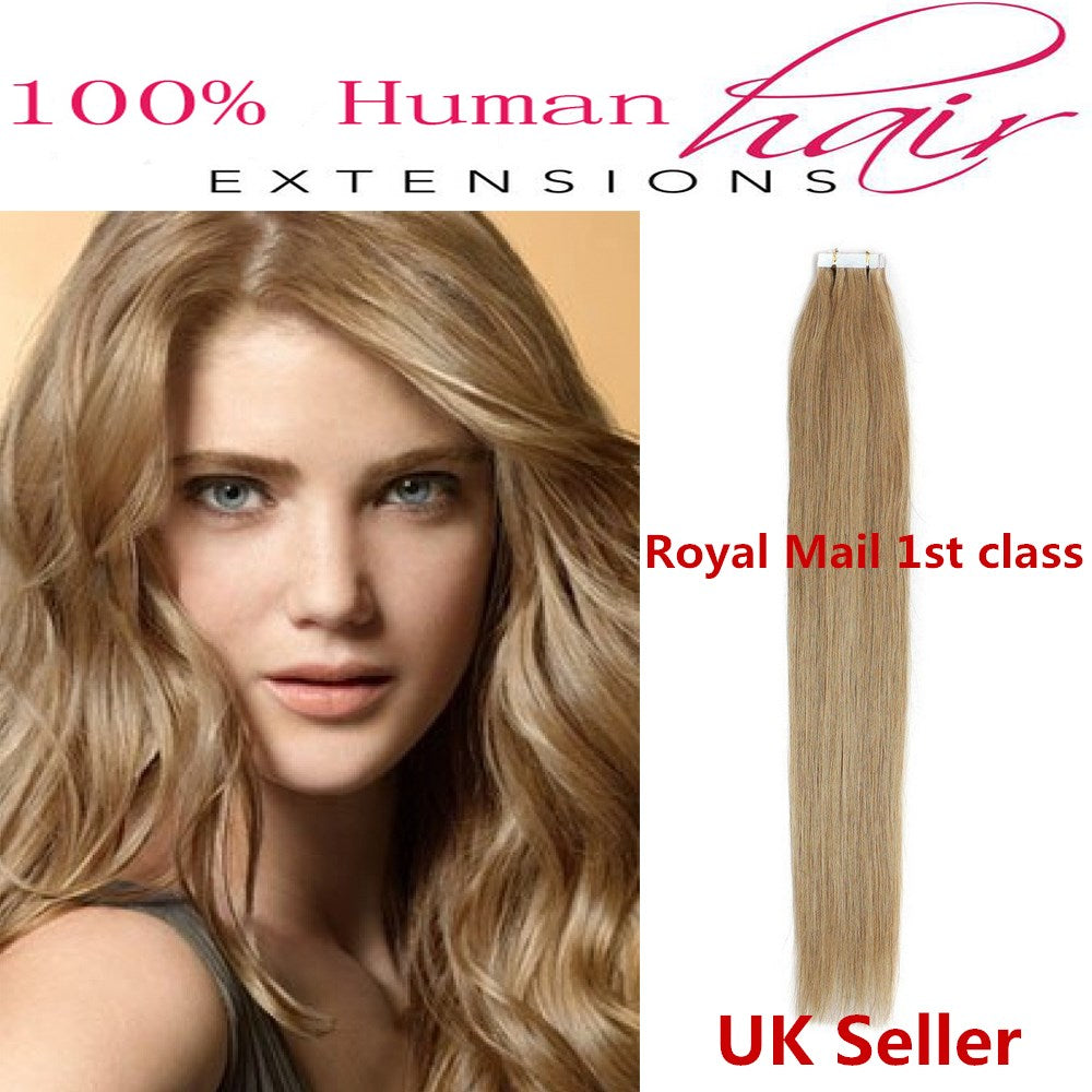 8A* Best Quality 18inch Invisible Tape-In Russian Remy Human Hair Extensions 1st Class UK Seller