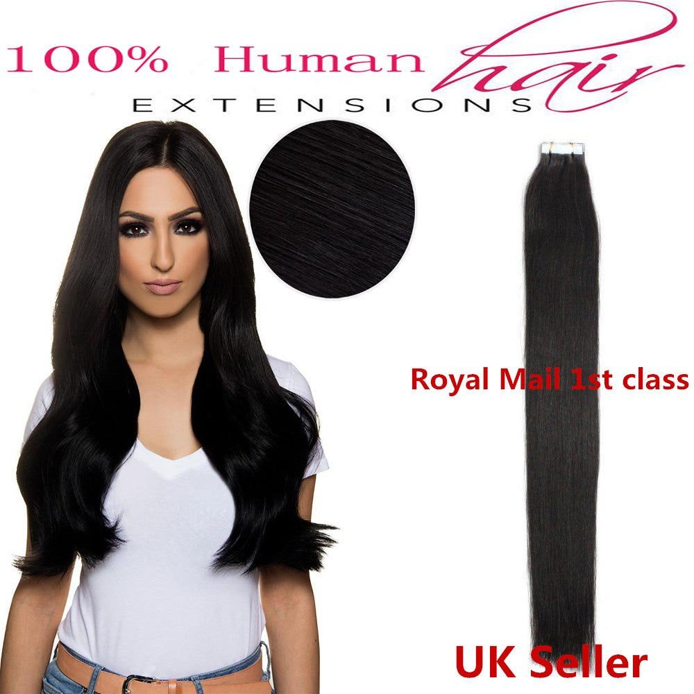 8A* Best Quality 18inch Invisible Tape-In Russian Remy Human Hair Extensions 1st Class UK Seller