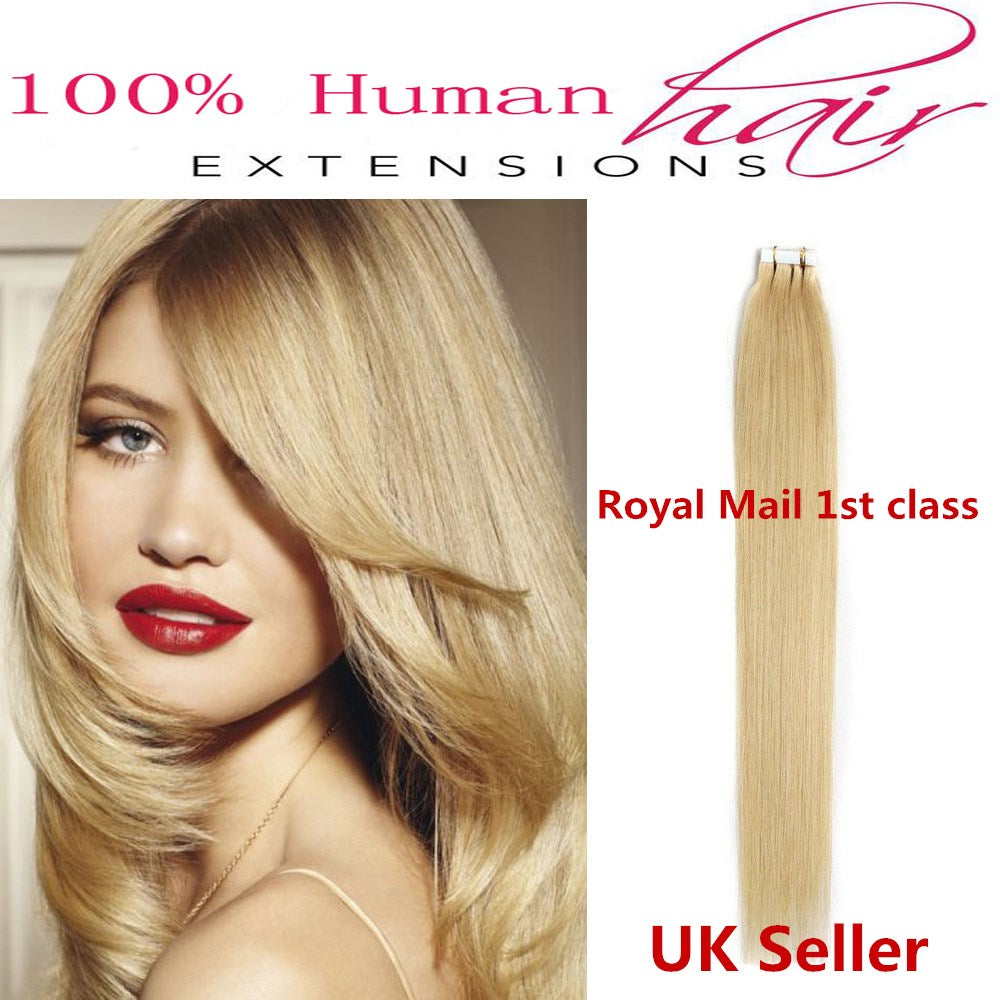 8A* Best Quality 18inch Invisible Tape-In Russian Remy Human Hair Extensions 1st Class UK Seller