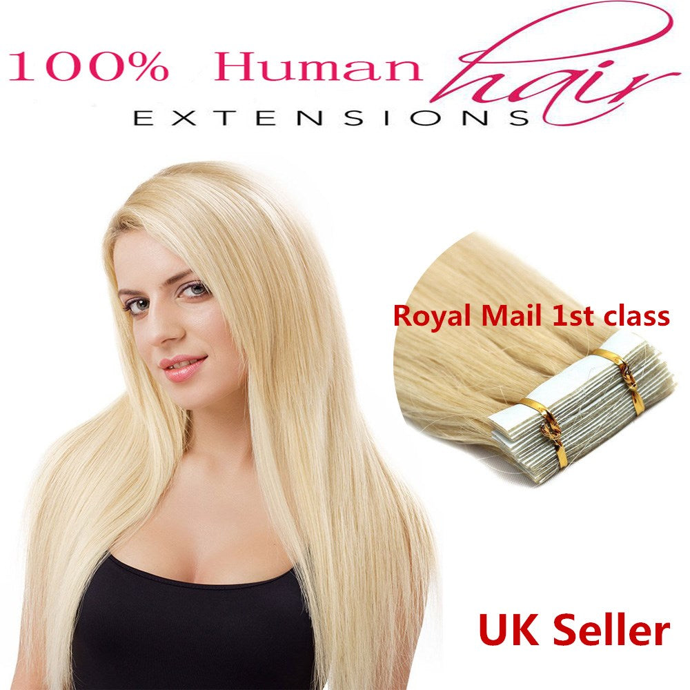 8A* Best Quality 18inch Invisible Tape-In Russian Remy Human Hair Extensions 1st Class UK Seller