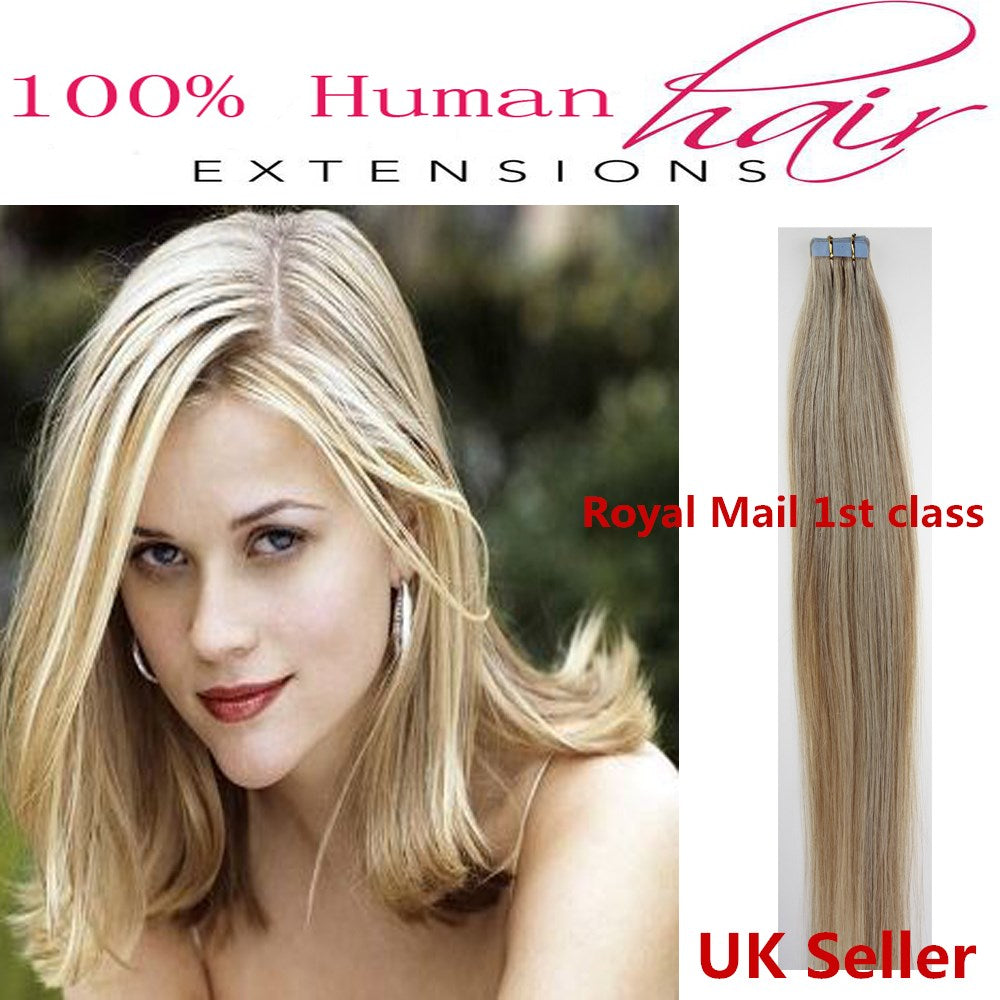 8A* Best Quality 18inch Invisible Tape-In Russian Remy Human Hair Extensions 1st Class UK Seller
