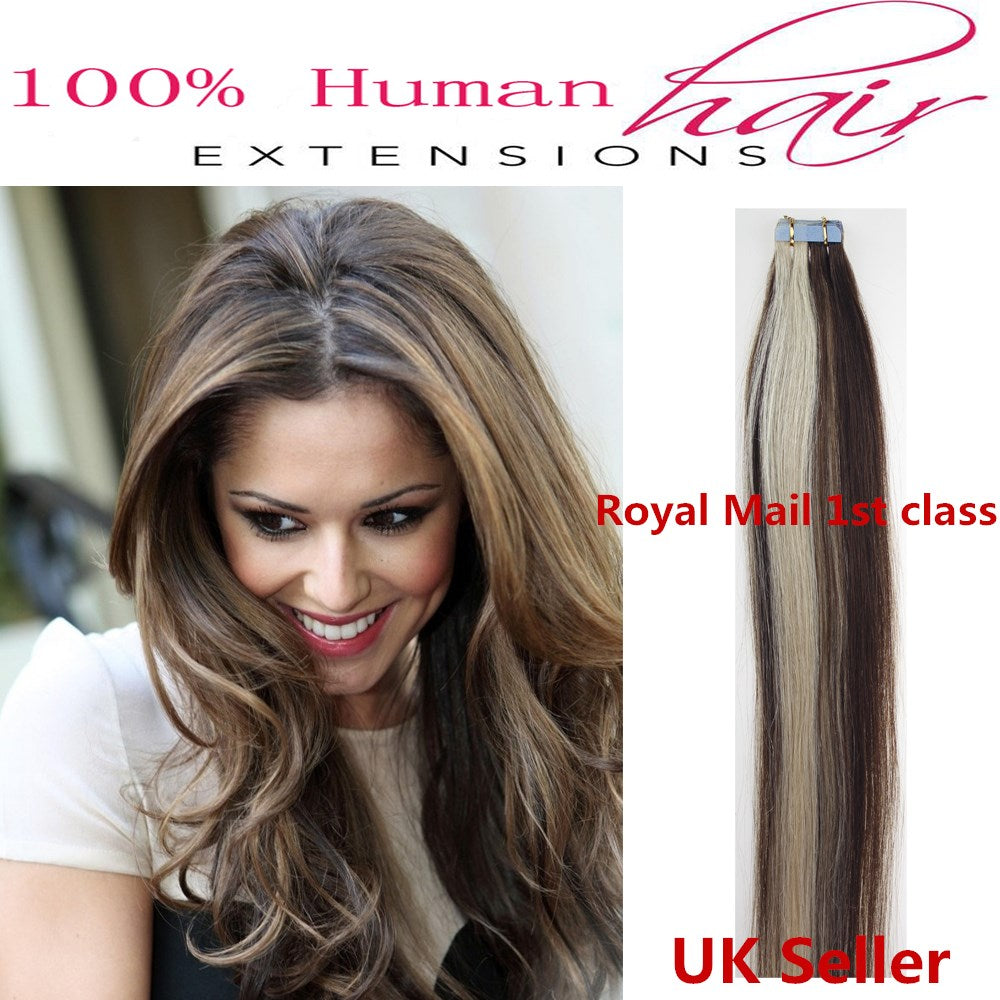 8A* Best Quality 18inch Invisible Tape-In Russian Remy Human Hair Extensions 1st Class UK Seller