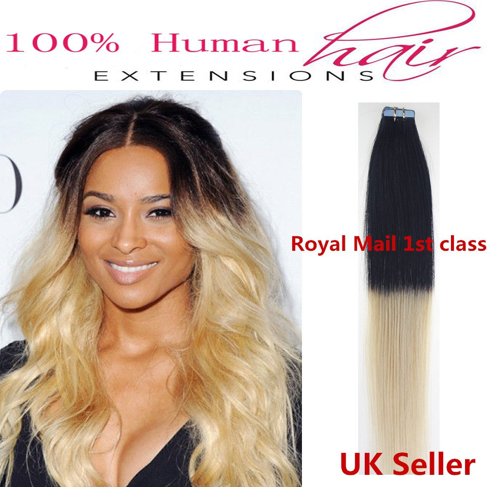 8A* Best Quality 18inch Invisible Tape-In Russian Remy Human Hair Extensions 1st Class UK Seller