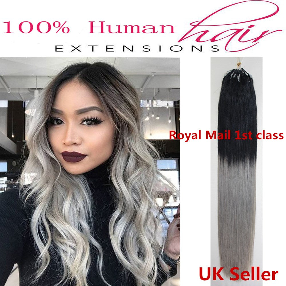 18"1g 7A* Double Drawn Indian Remy Loop Micro Ring Human Hair Extensions UK 1st Class