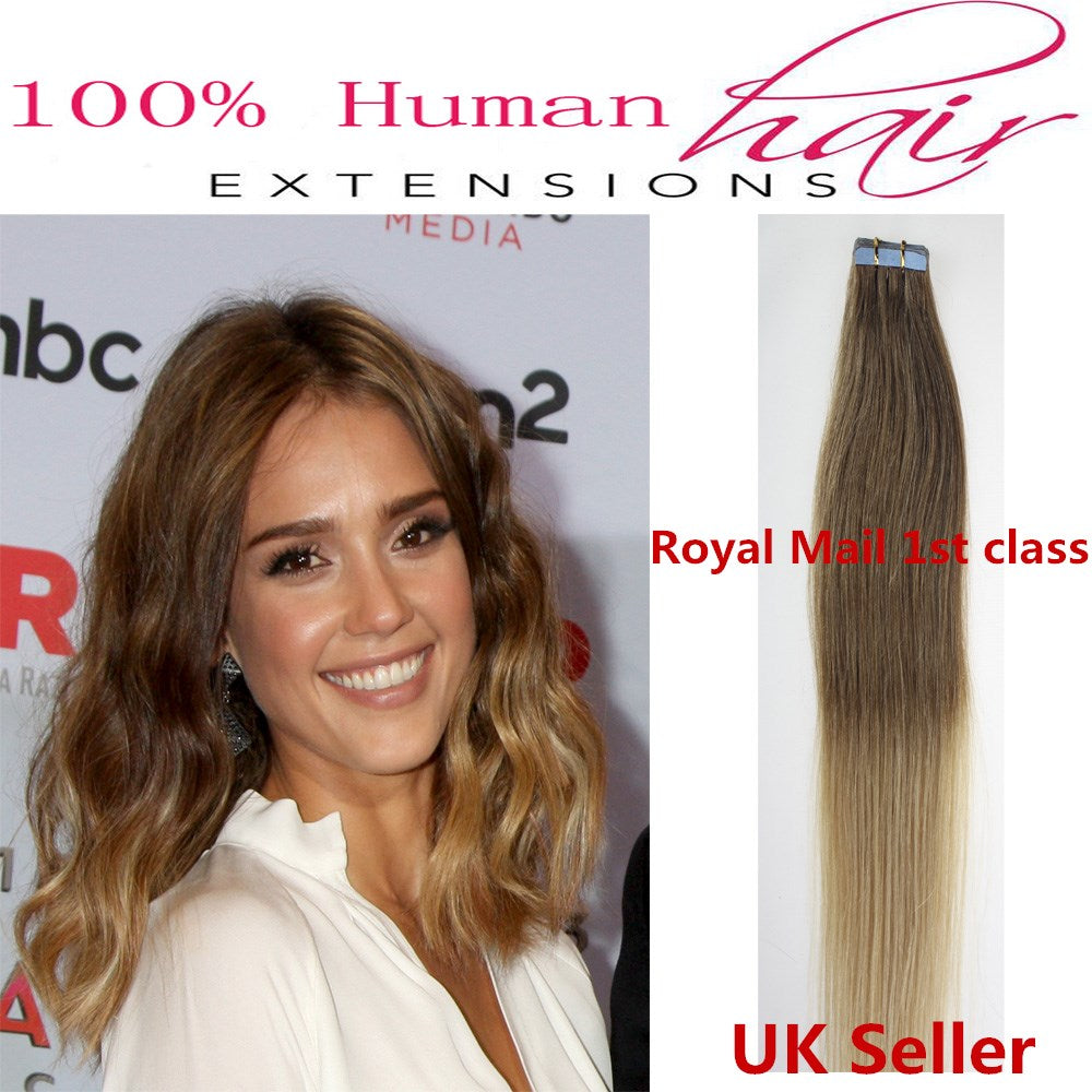 8A* Best Quality 18inch Invisible Tape-In Russian Remy Human Hair Extensions 1st Class UK Seller