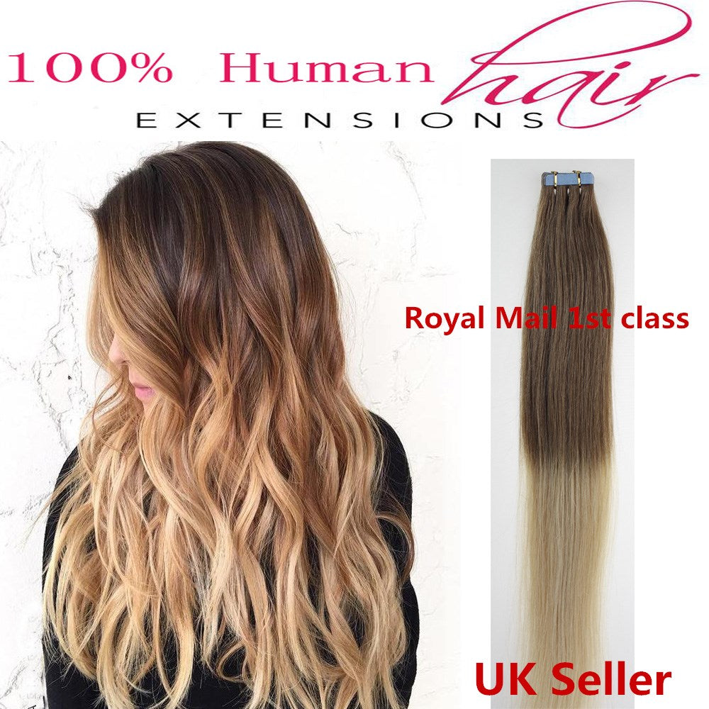 8A* Best Quality 18inch Invisible Tape-In Russian Remy Human Hair Extensions 1st Class UK Seller