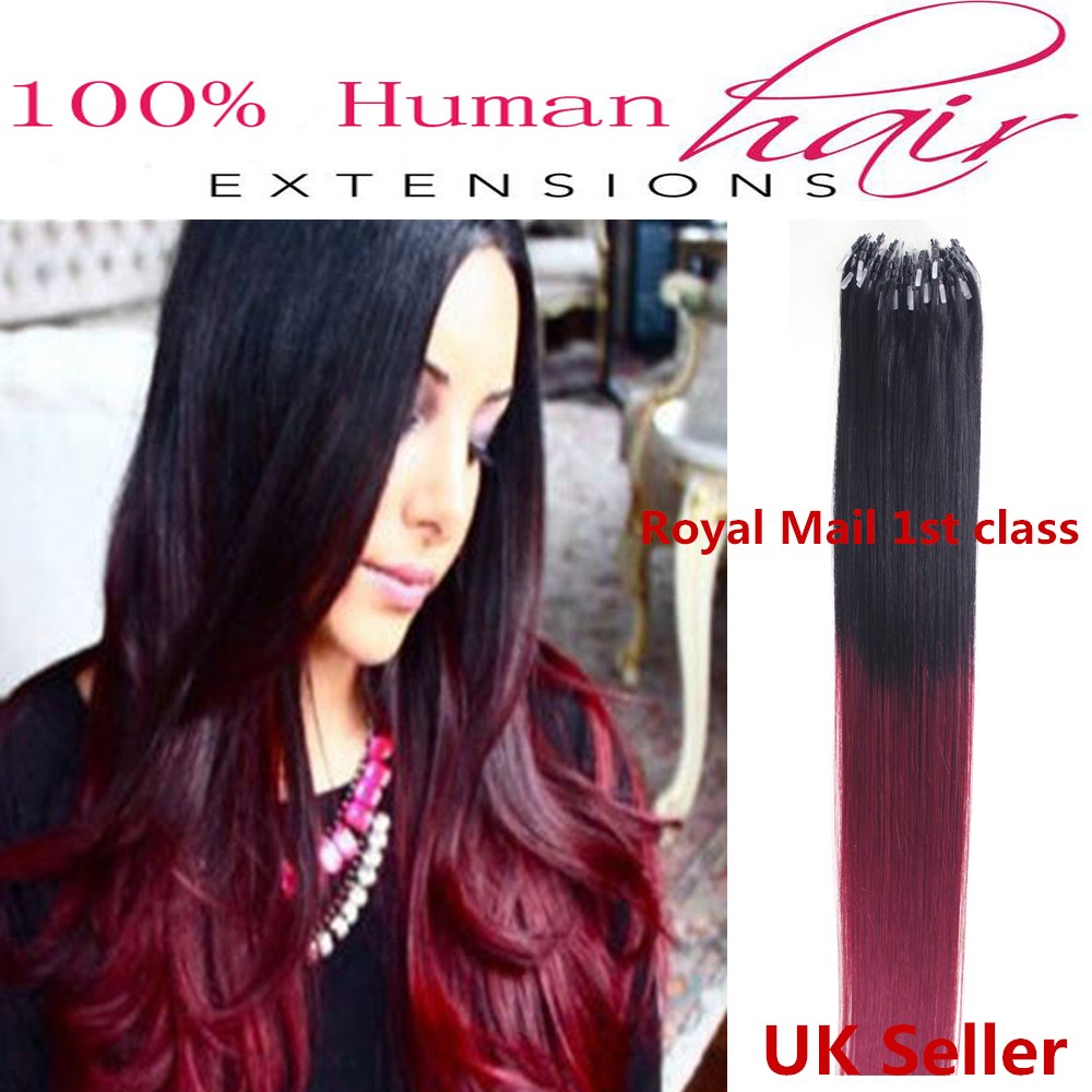 18"1g 7A* Double Drawn Indian Remy Loop Micro Ring Human Hair Extensions UK 1st Class
