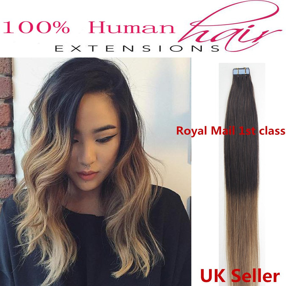 8A* Best Quality 18inch Invisible Tape-In Russian Remy Human Hair Extensions 1st Class UK Seller