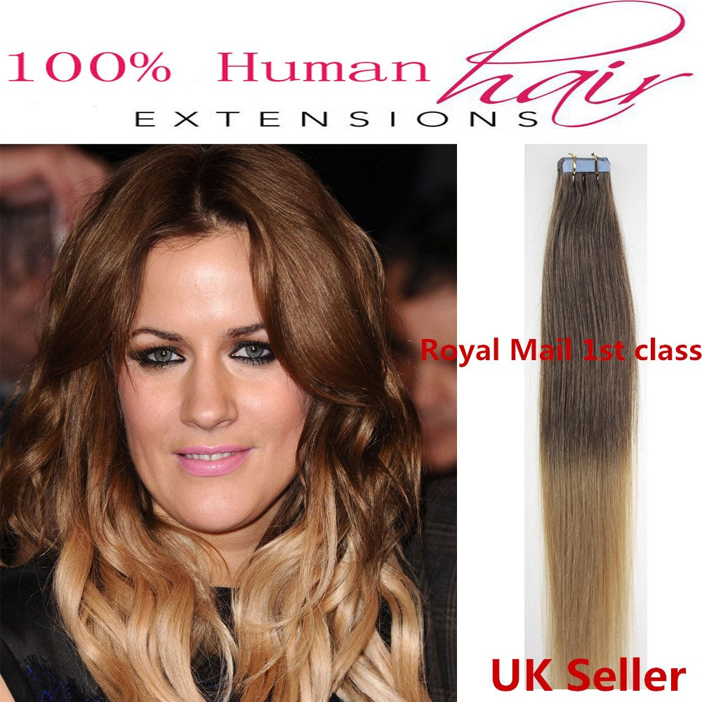 8A* Best Quality 18inch Invisible Tape-In Russian Remy Human Hair Extensions 1st Class UK Seller