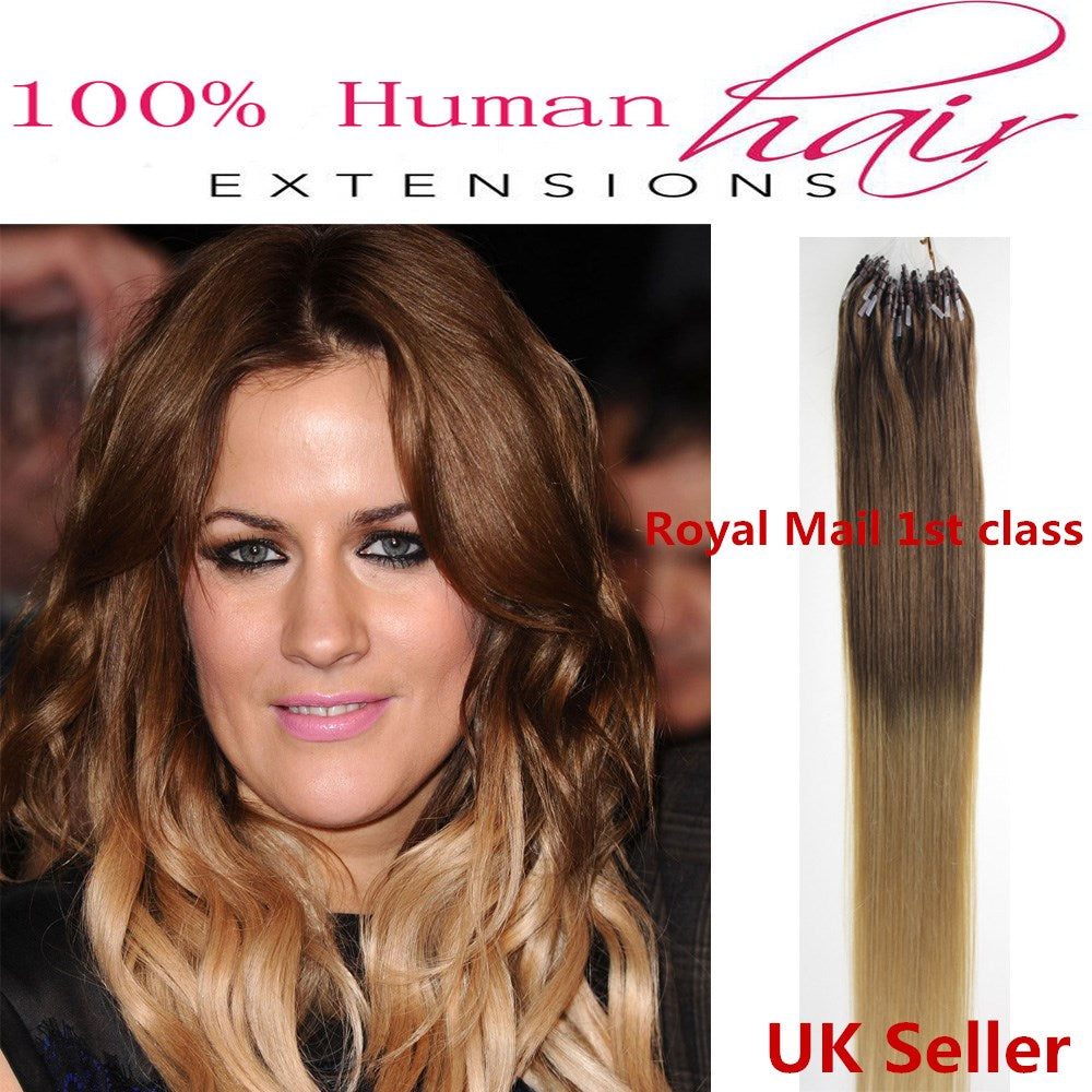 16"1g 7A* Double Drawn Indian Remy Loop Micro Ring Human Hair Extensions UK 1st Class