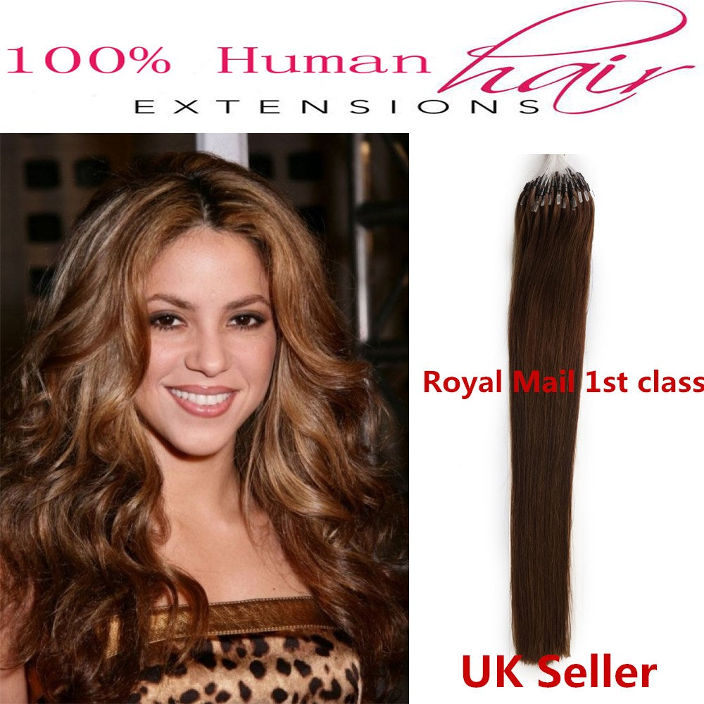 18"1g 7A* Double Drawn Indian Remy Loop Micro Ring Human Hair Extensions UK 1st Class