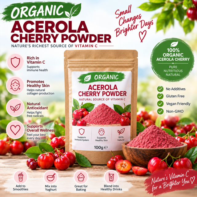 Marine Collagen & Organic Berry Powder Bundle - Cranberry & Acerola Cherry 3x100g Individual Packs